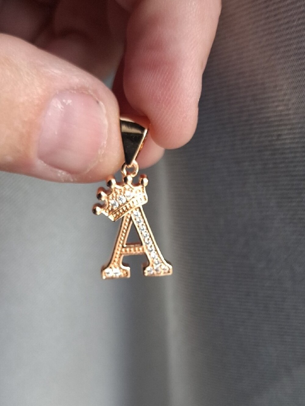Rose Gold Crowned 'A' Initial Pendant - Picture 2 of 2